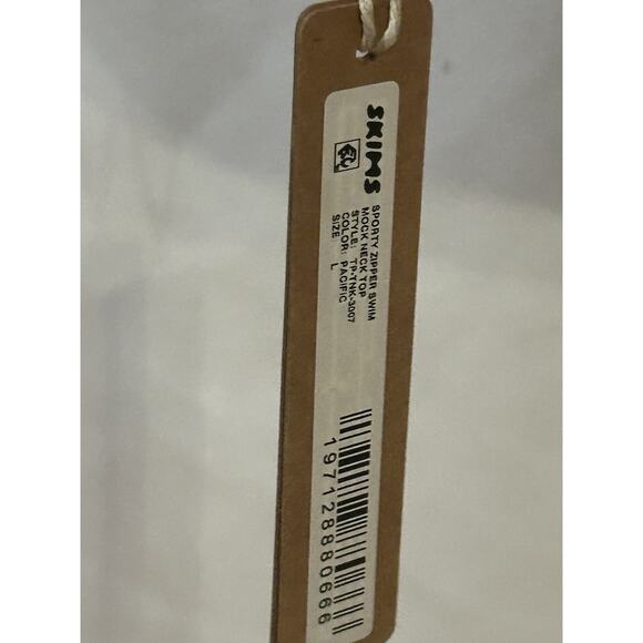 NWT SKIMS Women's Gray Sporty Zipper Swim Mock Neck Top Size L - Picture 4 of 6